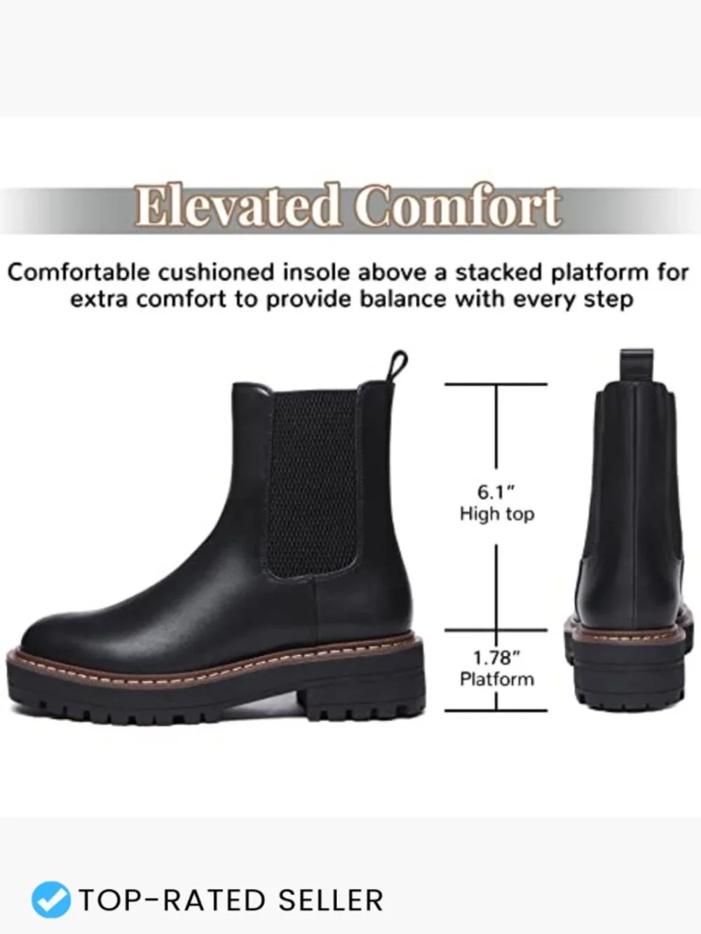 Chunky Heel Chelsea Ankle Boots Slip On Lug Sole Platform Booties